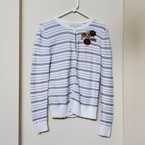 Loft Floral & Striped Cardigan Sweater.   Size S